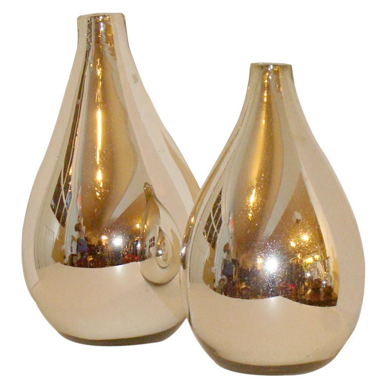 Two Mercury Glass Vases