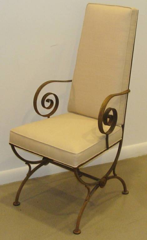 Pair of Gilt, Iron Chairs For Sale 1