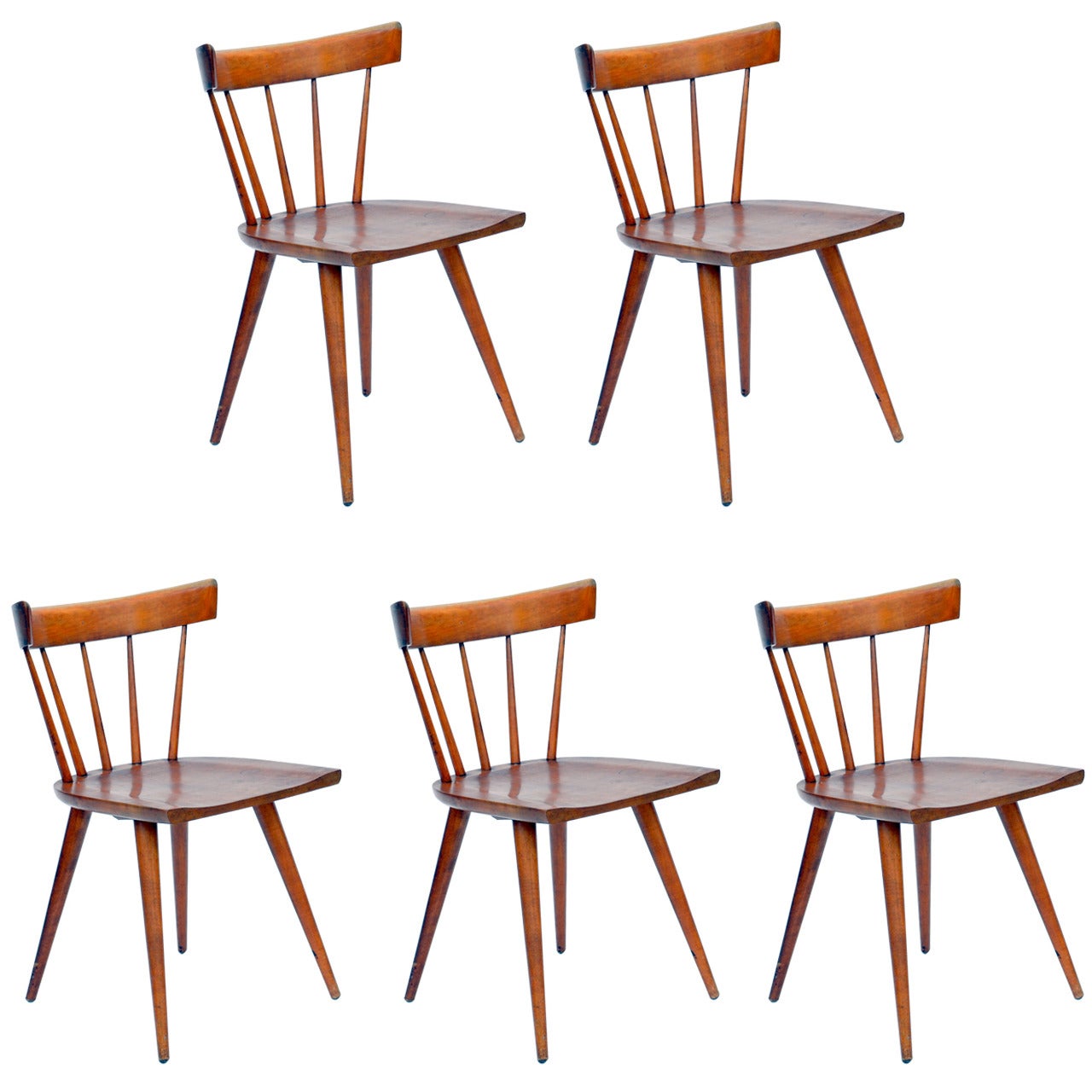Set of Five Spindle Back Chairs by Paul McCobb