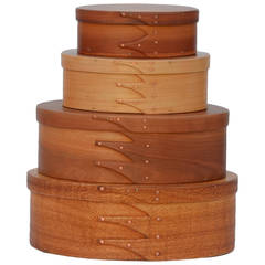 Set of 4 Decorative Oval Shaker Style Boxes