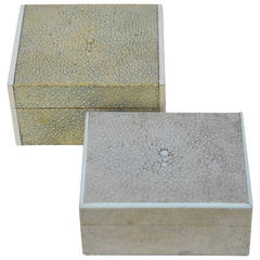 Two English Art Deco Shagreen and Bone Boxes by Asprey & Co.