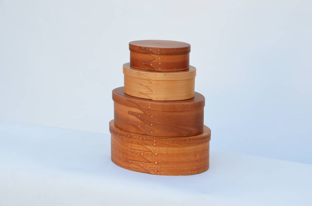 American Set of 4 Decorative Oval Shaker Style Boxes