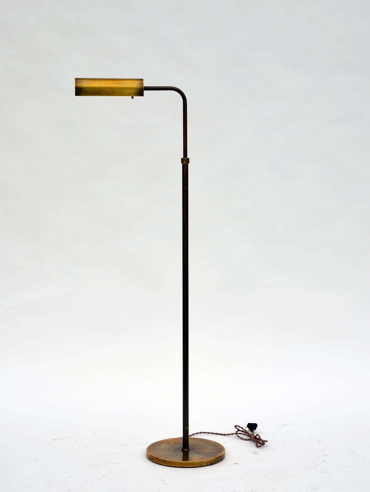 Chic Adjustable Brass Floor Reading Lamp at 1stDibs