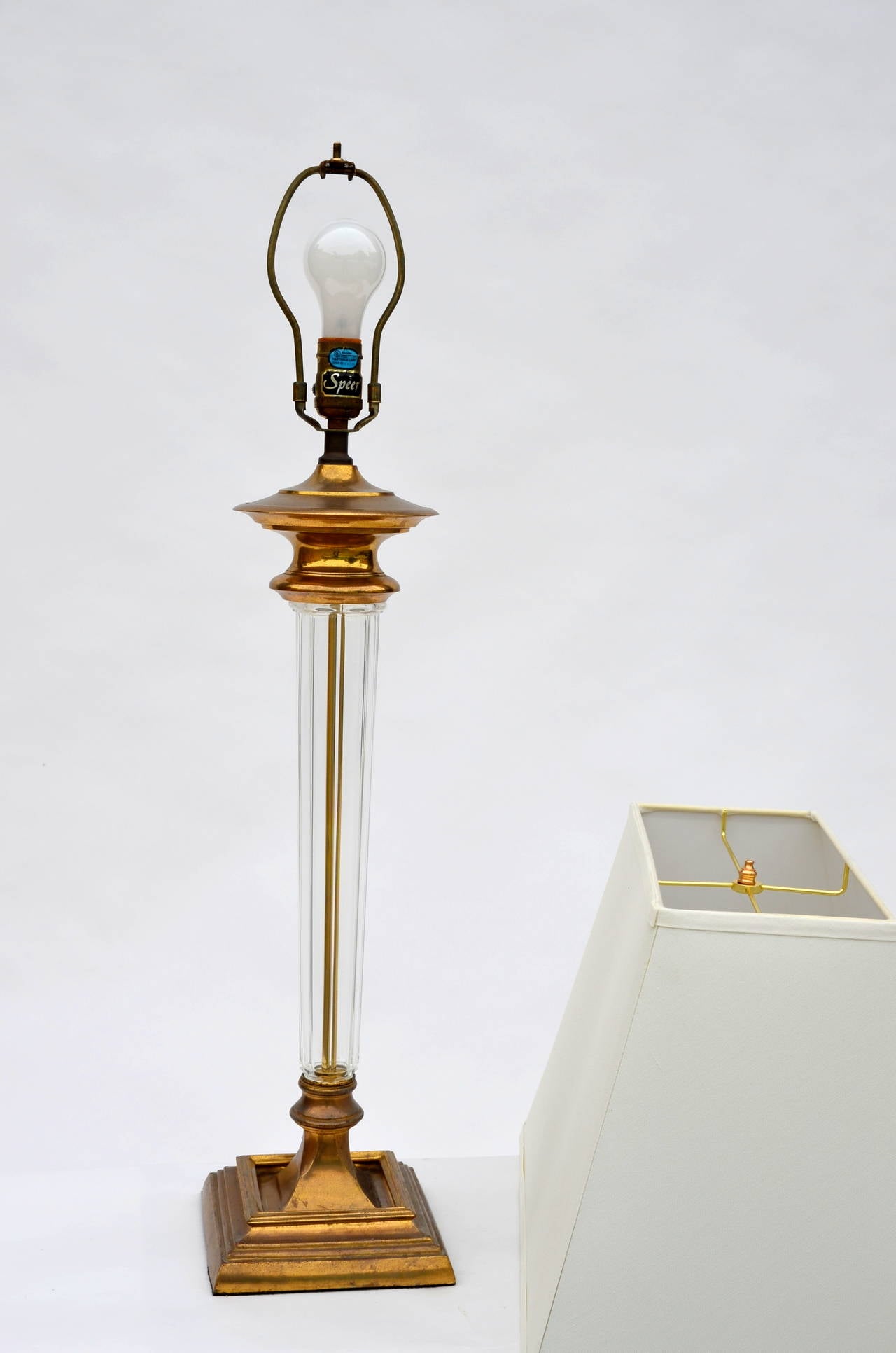 Elegant Fluted Glass Column Lamp by Speer For Sale at 1stDibs