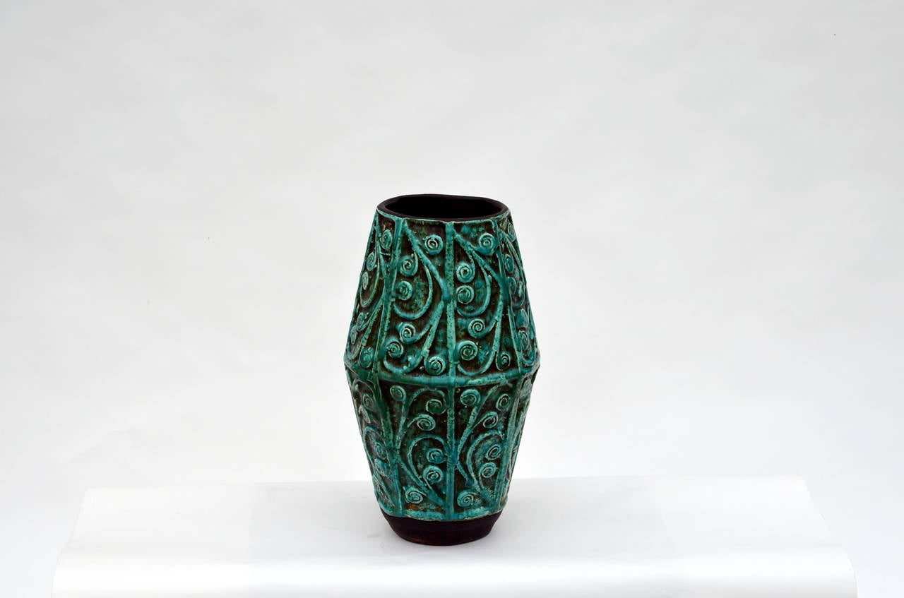 Large Intricate Art Deco Ceramic Vase.