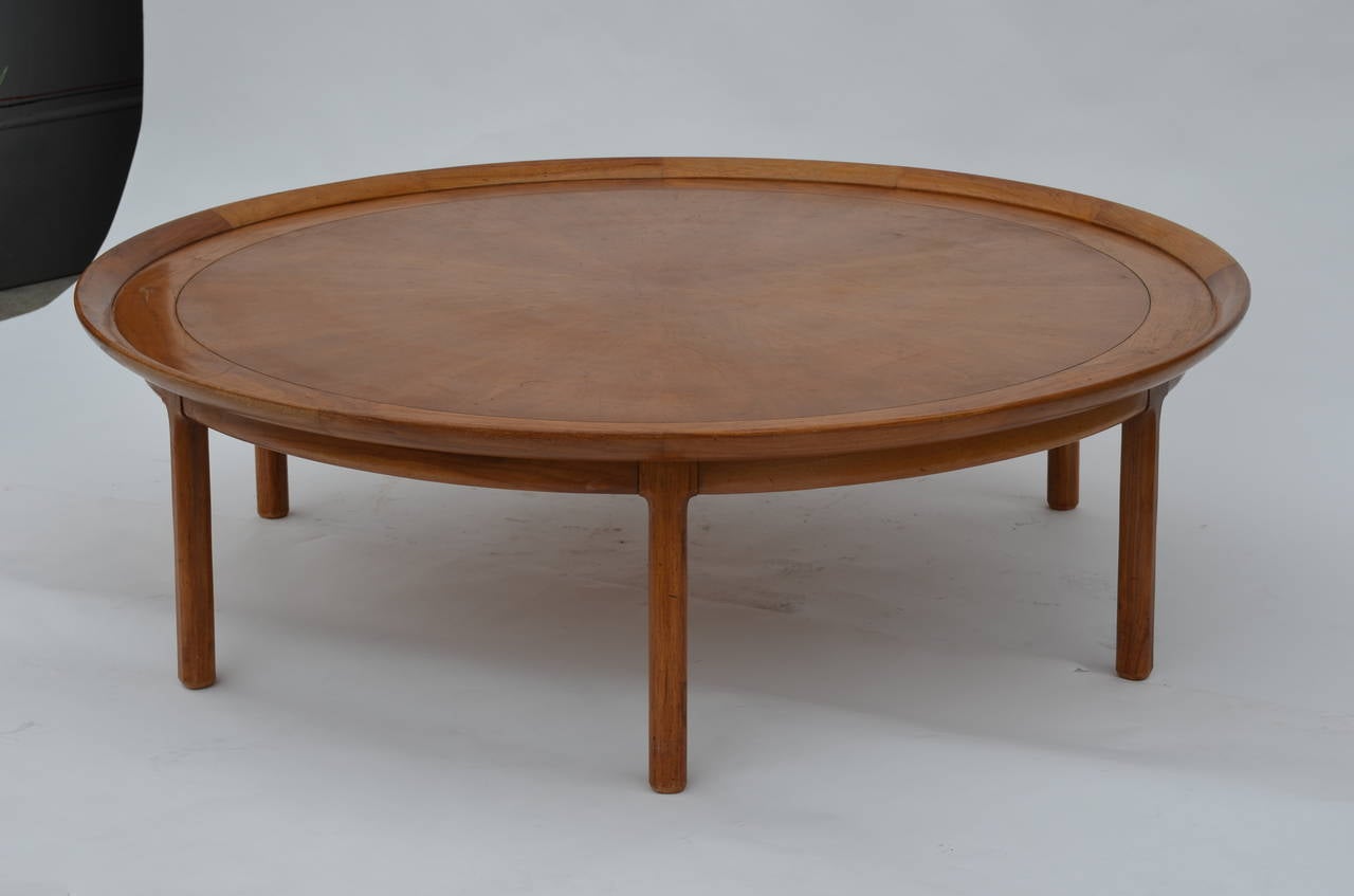 Varnished Exceptional Oversized Round Coffee Table