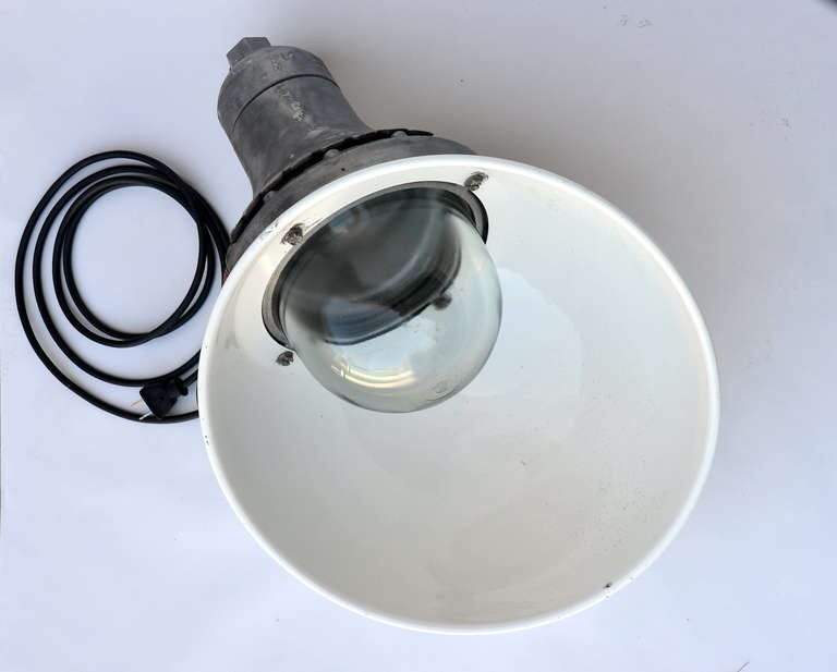 20th Century Pair of Explosion Proof Enameled Industrial Lights