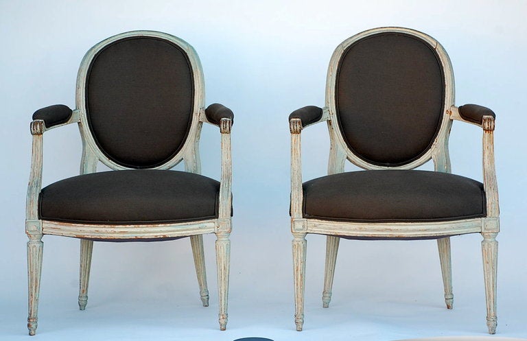 Pair of period Louis XVI whitewashed 