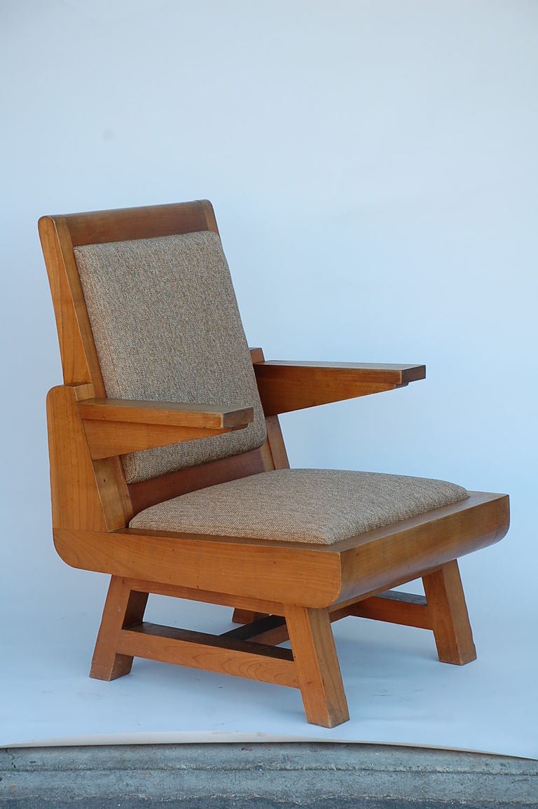 Mid-20th Century Pair of stunning architectural French 50's armchairs