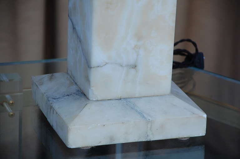 20th Century Spectacular Alabaster Obelisk Lamp For Sale