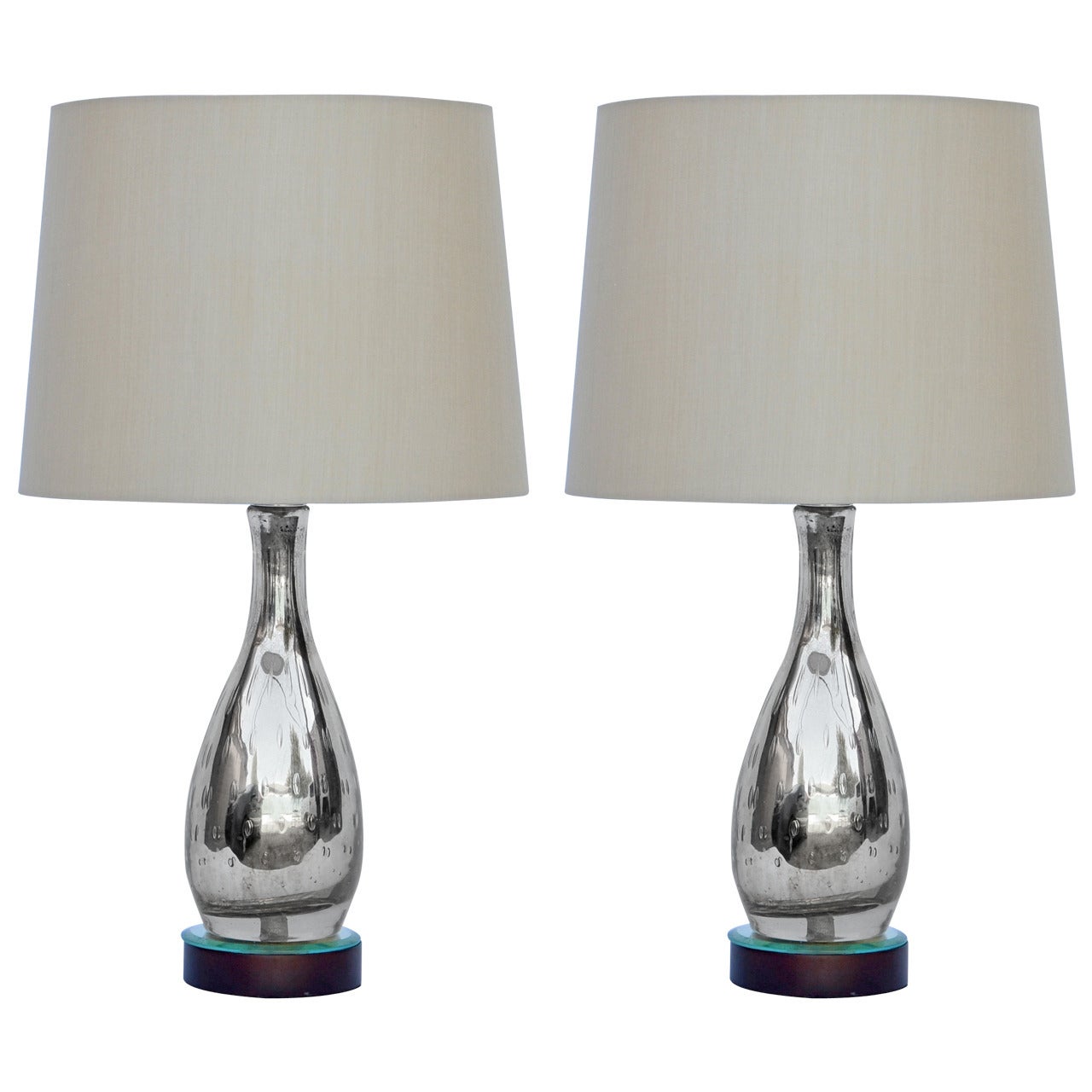 Pair of Elegant Tear Vintage Drop Mercury Glass Lamps
