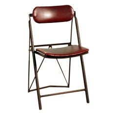 French industrial folding leather Bienaise chair