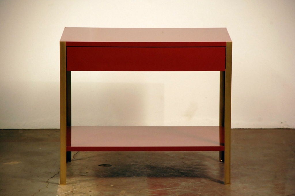 20th Century Pair of oxblood lacquer night stands