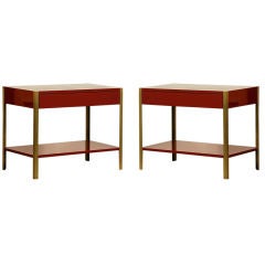 Pair of oxblood lacquer night stands