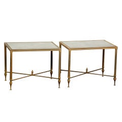 Pair of classic French mirrored end tables