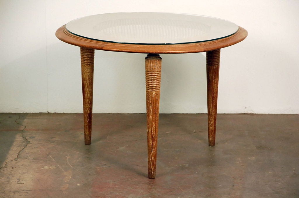 French 40's cerused oak tripod table