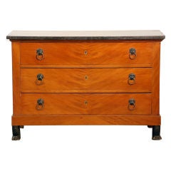 Empire period blond mahogany and bronze neoclassical commode