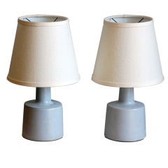 Pair of signed Gordon Martz lamps with new custom shades
