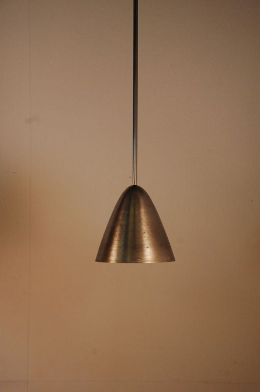 Set of 3 brushed steel cone pendant lights