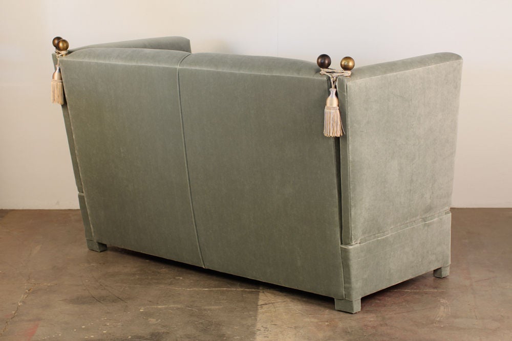 20th Century Chic blue grey velvet French Knole style sofa by Jansen