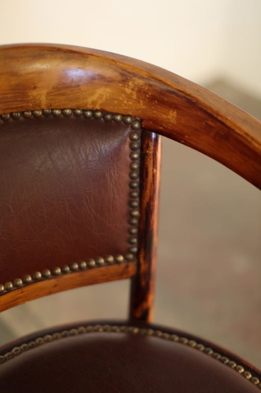 Viennese bent wood and leather desk chair 3