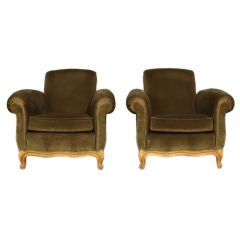 Pair of exceptional French 40's club chairs by Jean Pascaud