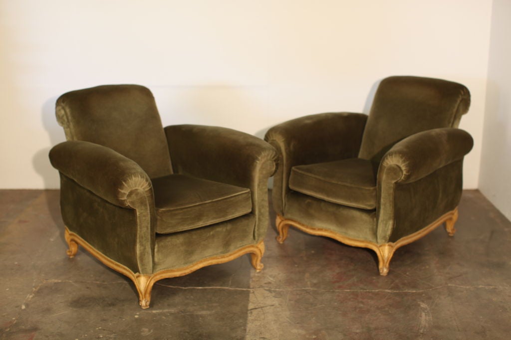 Pair of exceptional French 40's club chairs by Jean Pascaud