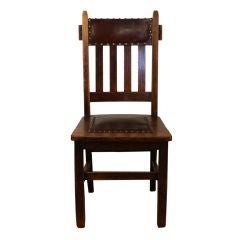 Single Arts 
Crafts oak and leather side / desk chair