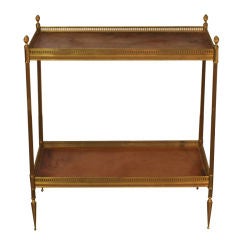 Chic French 40
s two tier brass and leather side table