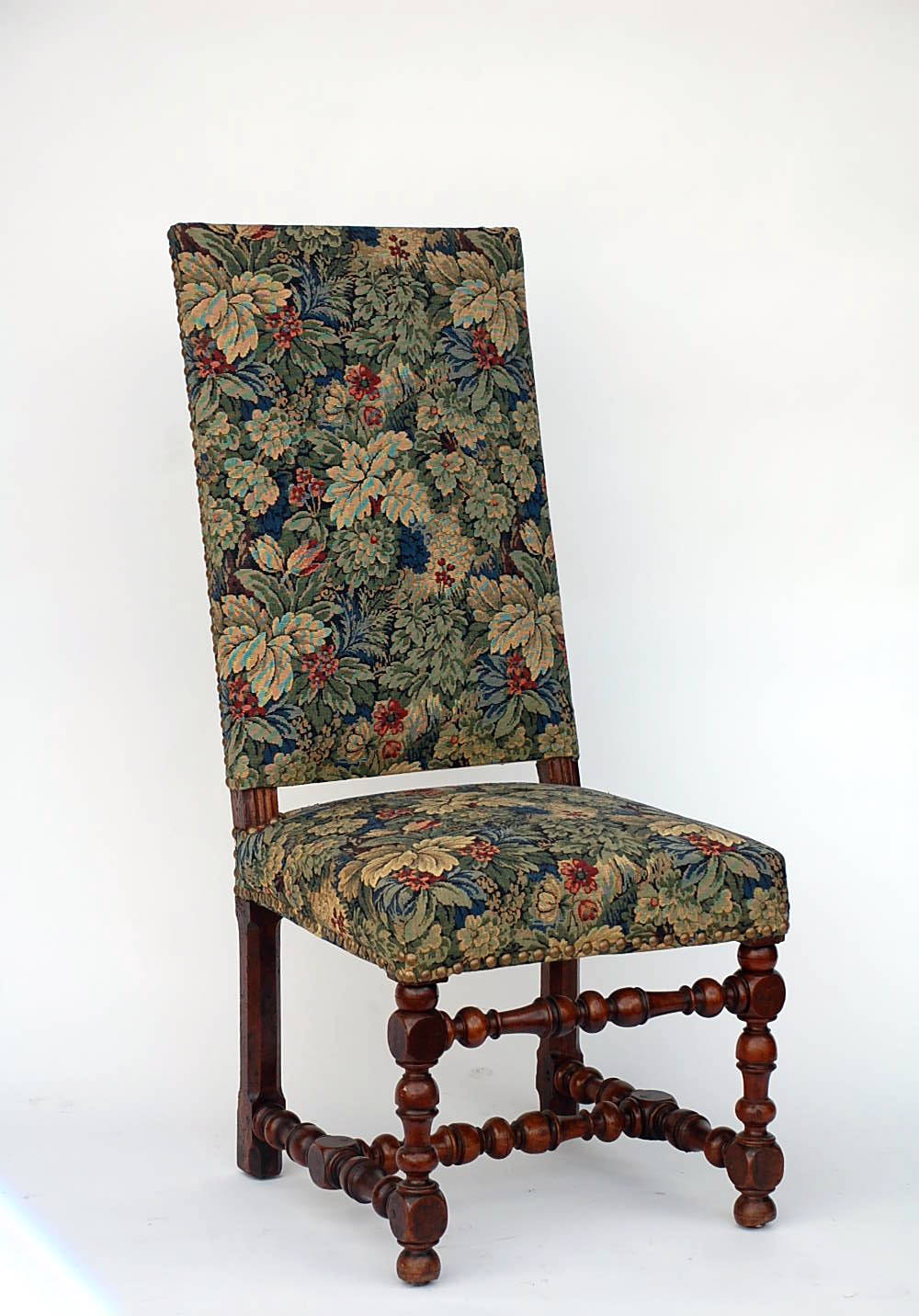Pair of Baroque Style Chairs with Floral Tapestry 