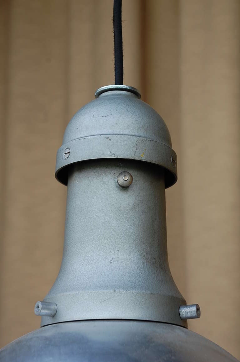 Pair of Industrial Aluminum Dome Lights at 1stDibs