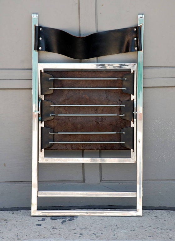 Minimalistic chrome and leather folding chair edited by Lübke 2