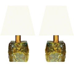 Pair of small Bohemian crystal lamps
