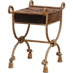Upholstered gilt metal stool