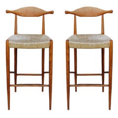 Pair of tall wishbone bar stools