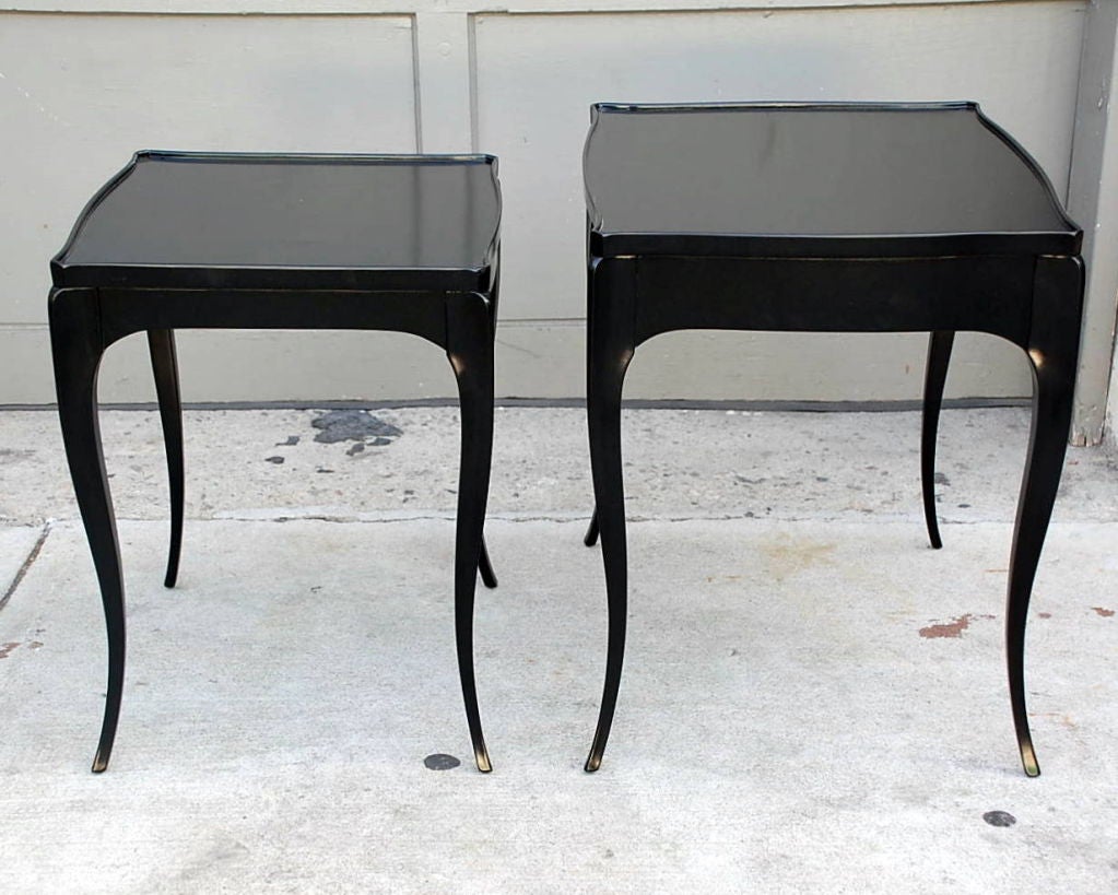 Set of elegant black lacquer nesting tables at 1stdibs