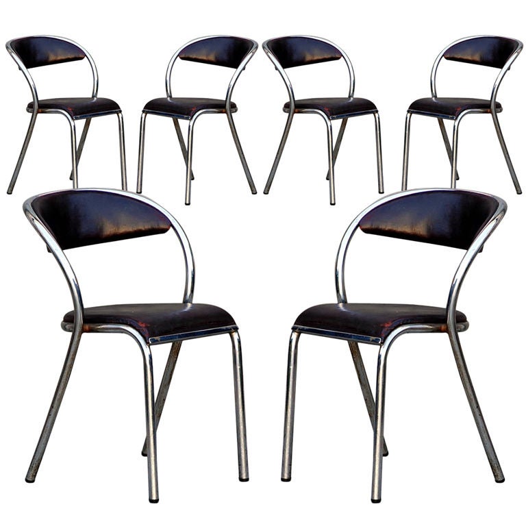 Ensemble de 6 chaises confortables de style moderniste français