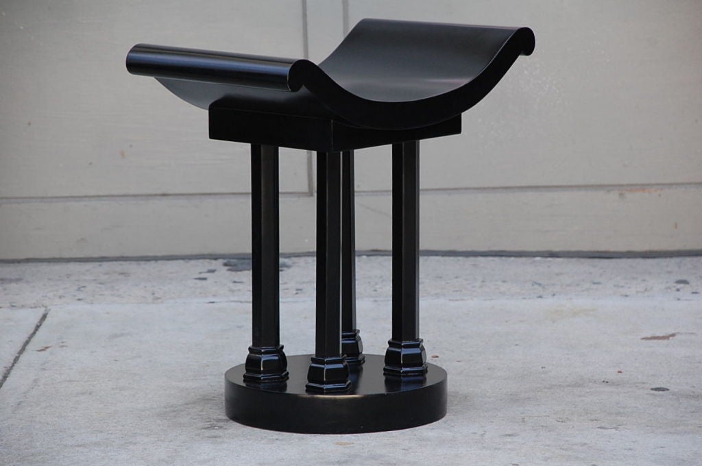 Lacquered neoclassical curule stool in the style of Jules Leleu