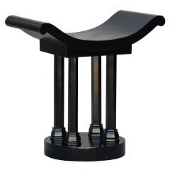 Lacquered neoclassical curule stool in the style of Jules Leleu