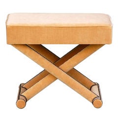 Vintage Chic velvet upholstered neoclassical stool