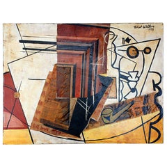 Cubist mixed media oil painting by Robert Wilson