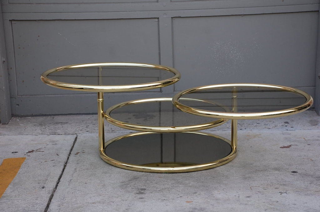 Articulated brass 70's coffee table