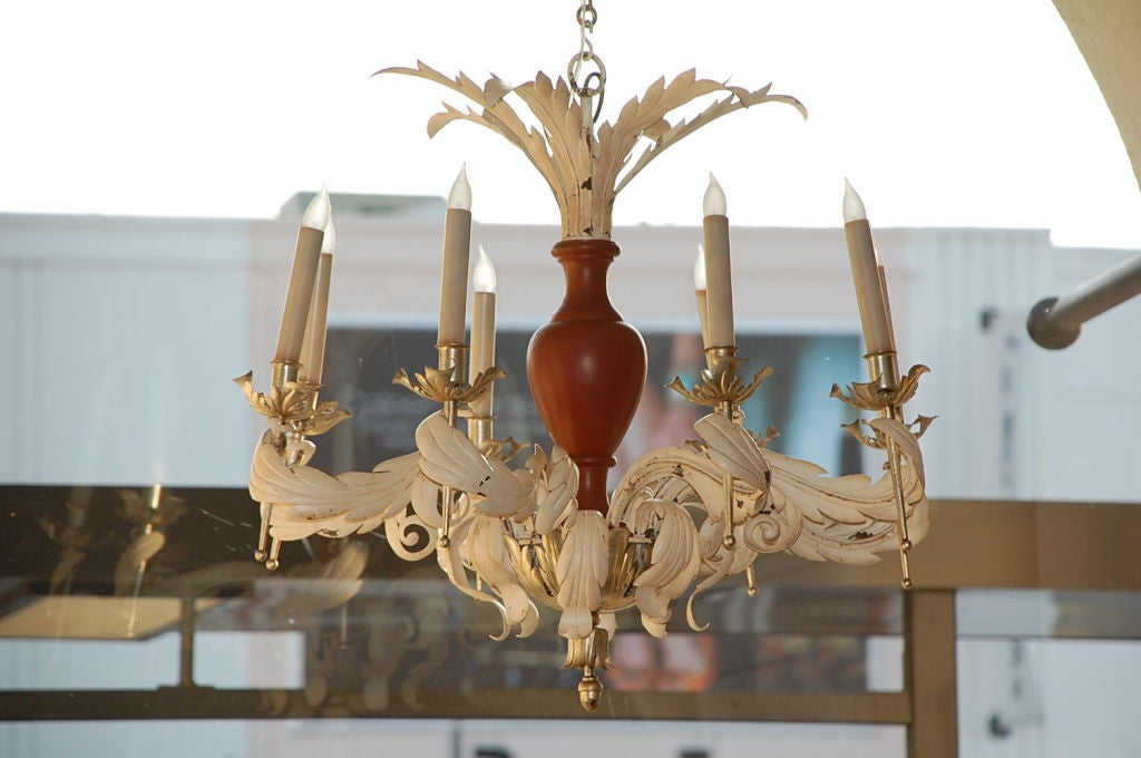 20th Century French Neoclassical Tole Chandelier For Sale