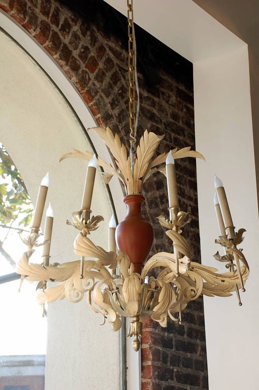 Tôle French Neoclassical Tole Chandelier For Sale