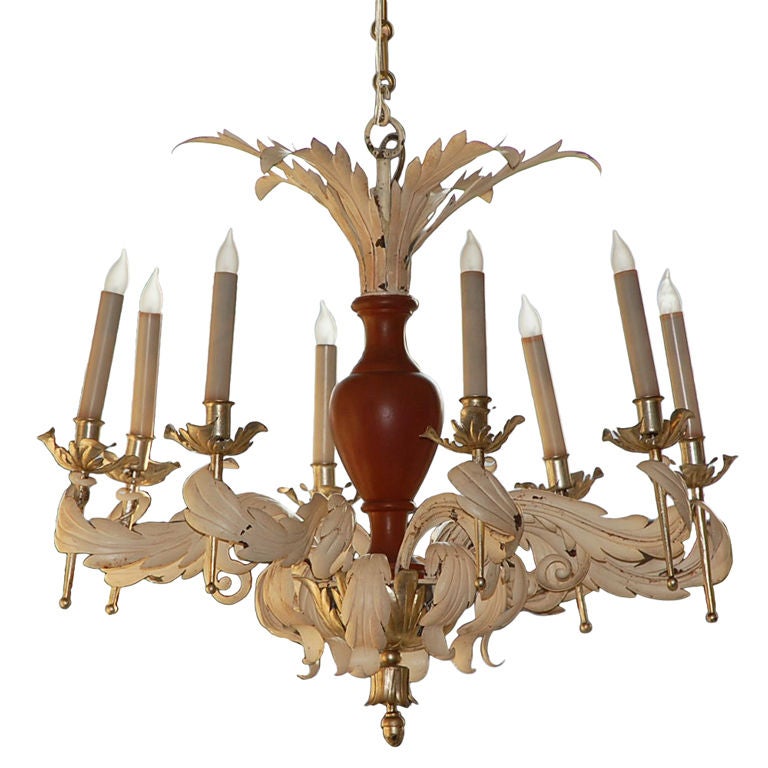 French Neoclassical Tole Chandelier For Sale
