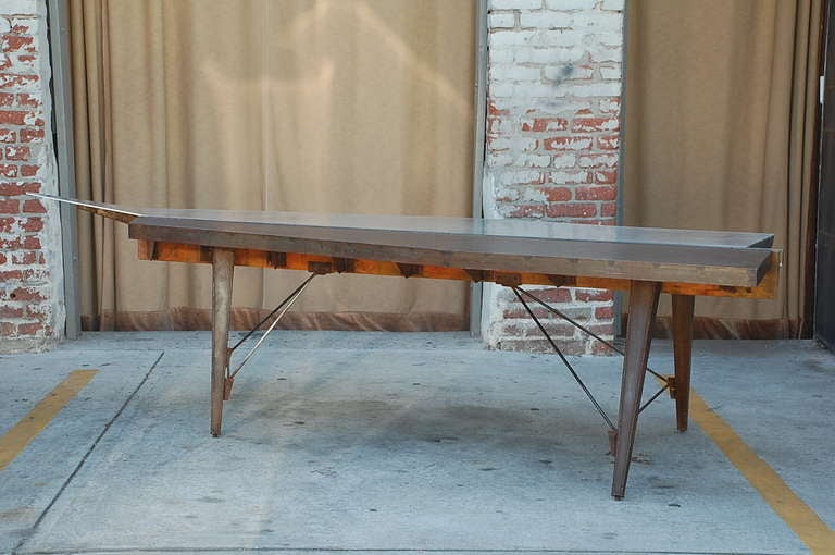 One of a Kind Industrial Studio Work Table / Desk In Good Condition For Sale In Los Angeles, CA