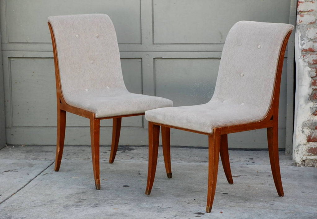 Art Deco Set of 4 French 40s chairs in the style of Marc du Plantier.