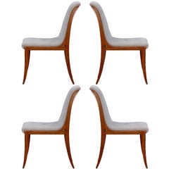 Vintage Set of 4 French 40s chairs in the style of Marc du Plantier.