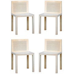 Set of 4 minimalistic beech wood 80's chairs