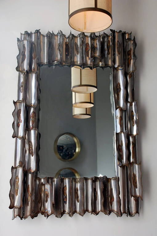 Américain Exceptionnel miroir brutaliste américain en vente